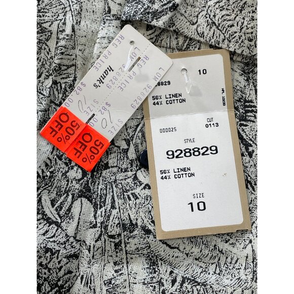 Vintage 90s Lombardi Inc Double Breasted Top Sz 10 Beige Tropical Deadstock NEW - Picture 5 of 6